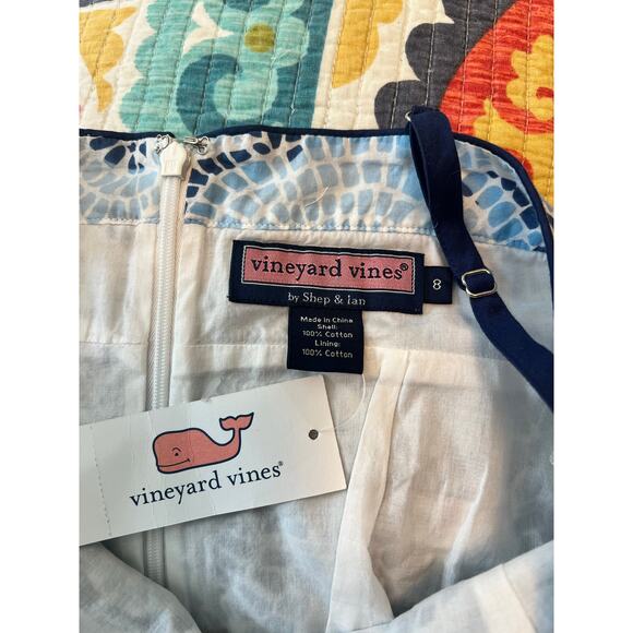 New Vineyard Vines Blue Floral Mosaic Print Dress in Jake Blue Size: 8 Medium - Picture 6 of 8